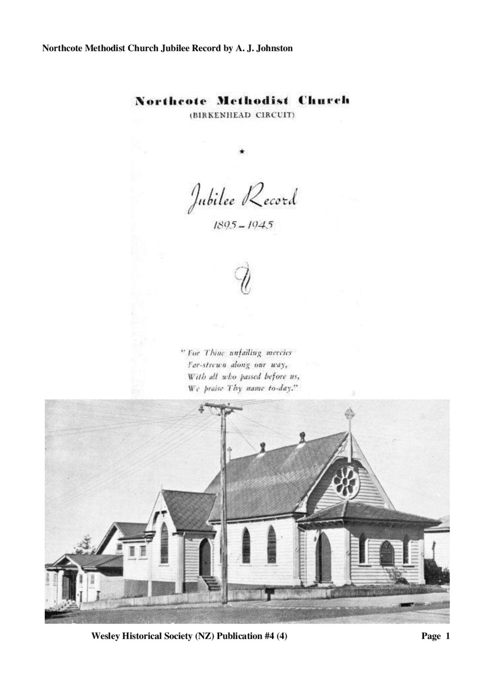 4 (4) Northcote Jubilee - Wesley Historical Society Proceedings