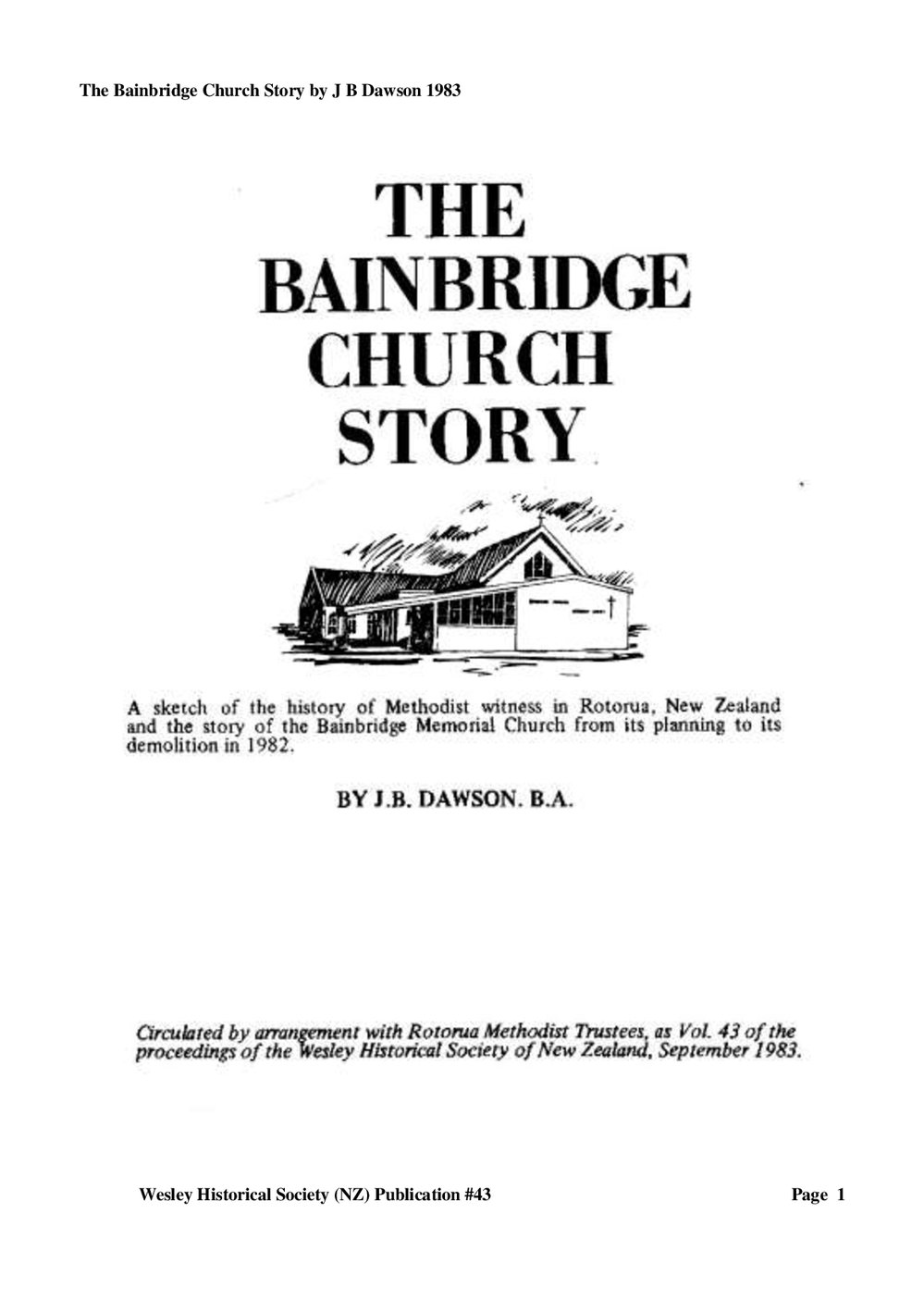 43 The Bainbridge Story - Wesley Historical Society Proceedings