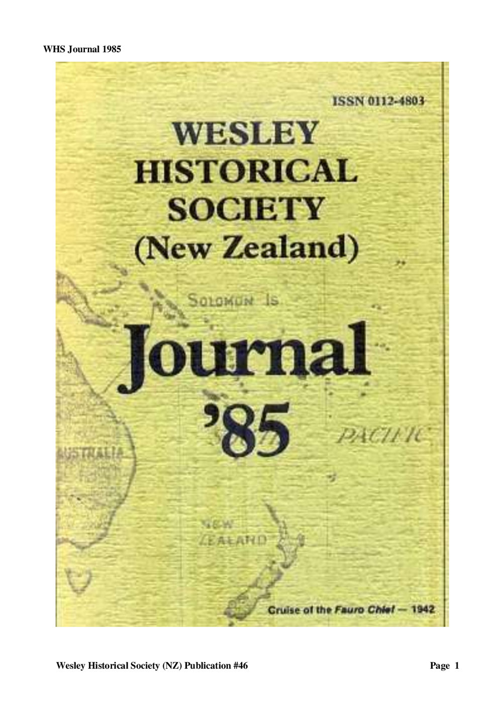 46 Journal 1985 - Wesley Historical Society Proceedings