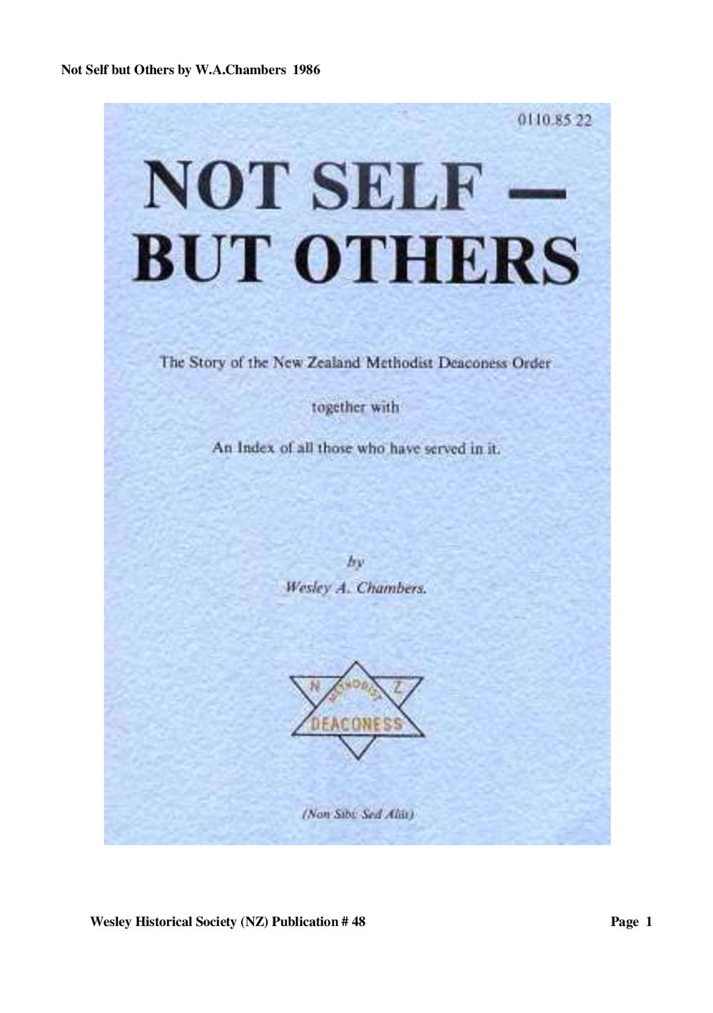 48 Not Self but Others - Wesley Historical Society Proceedings