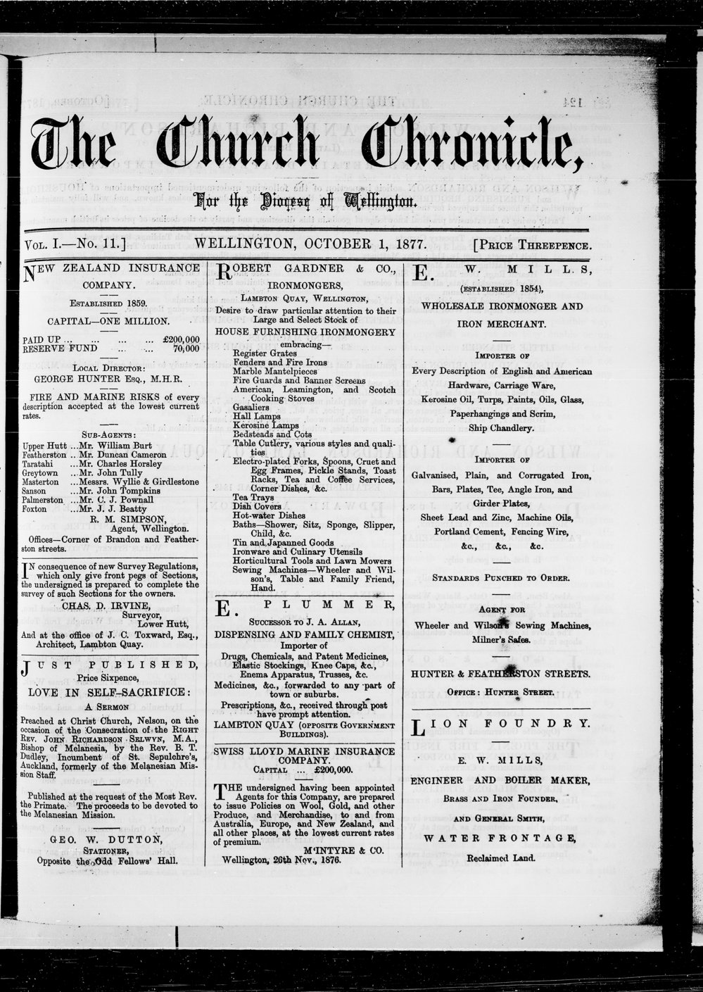 The Church Chronicle, Wellington: 1st October 1877
