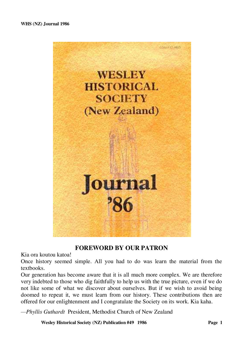 49 Journal 1986 - Wesley Historical Society Proceedings
