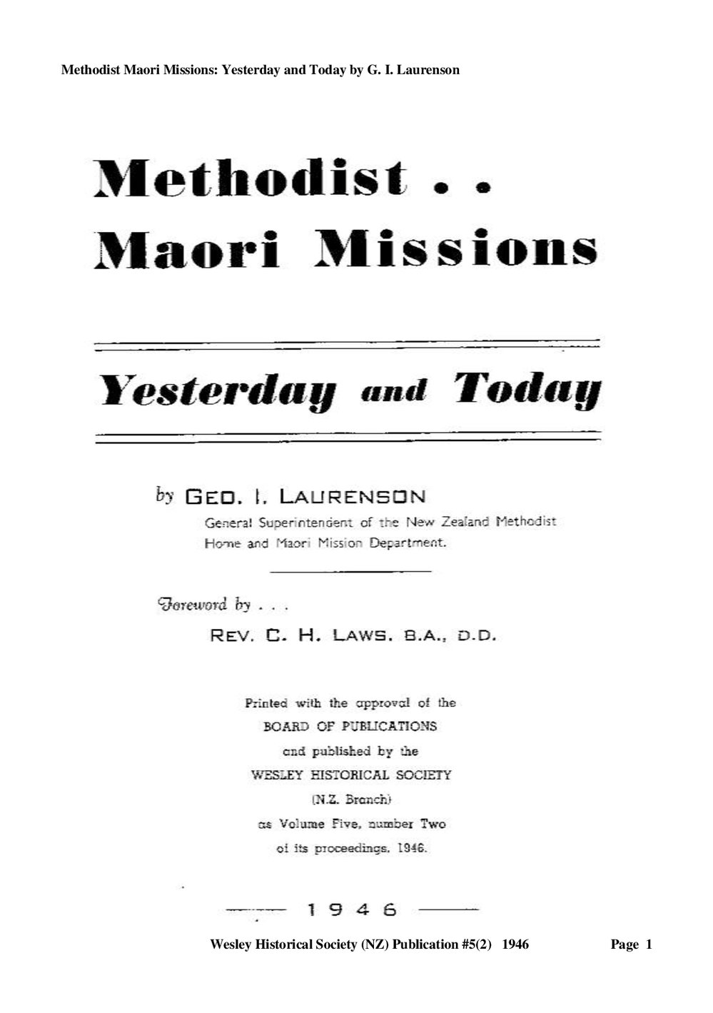 5 (2) Methodist Maori Misions - Wesley Historical Society Proceedings
