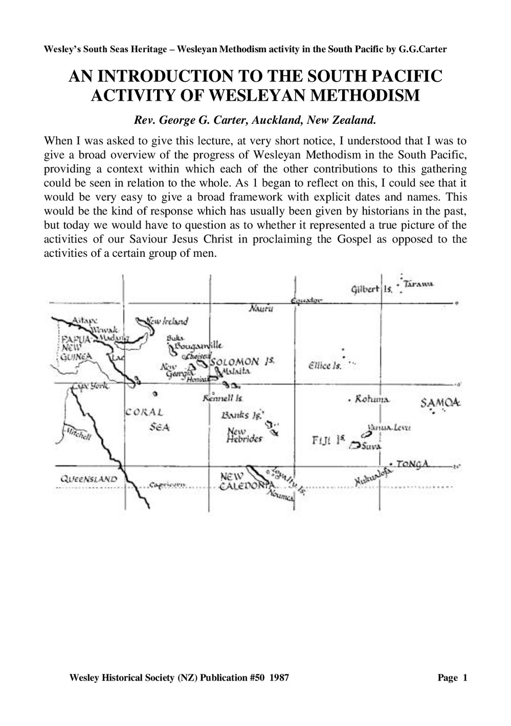 50a Wesleyan Activity in the Sth Pacific - Wesley Historical Society Proceedings