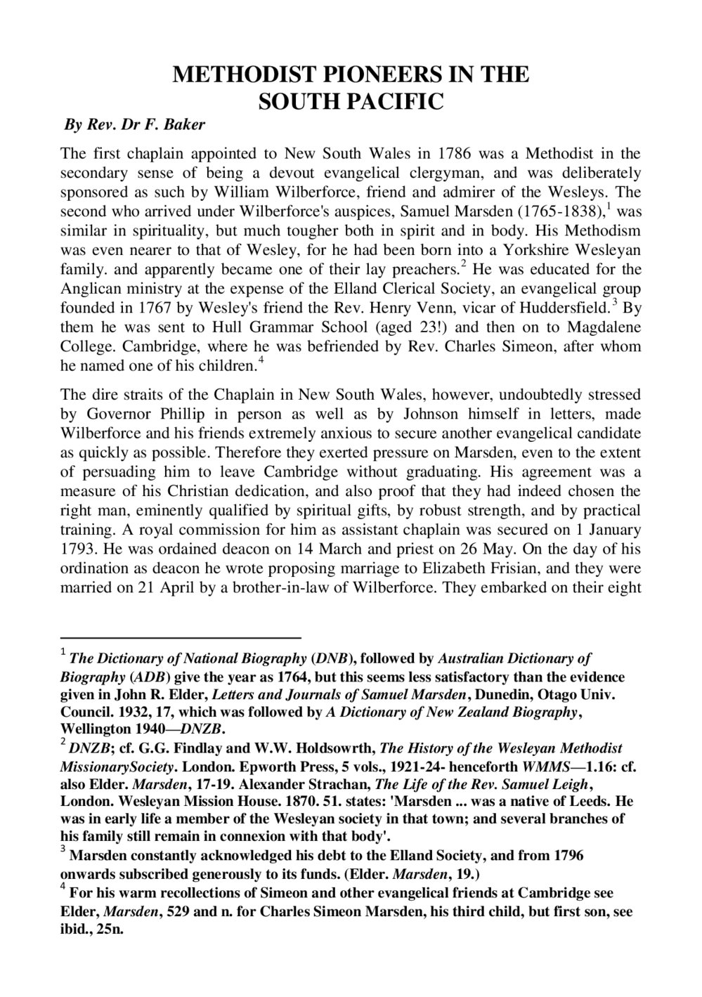 50c METHODIST PIONEERS - Wesley Historical Society Proceedings