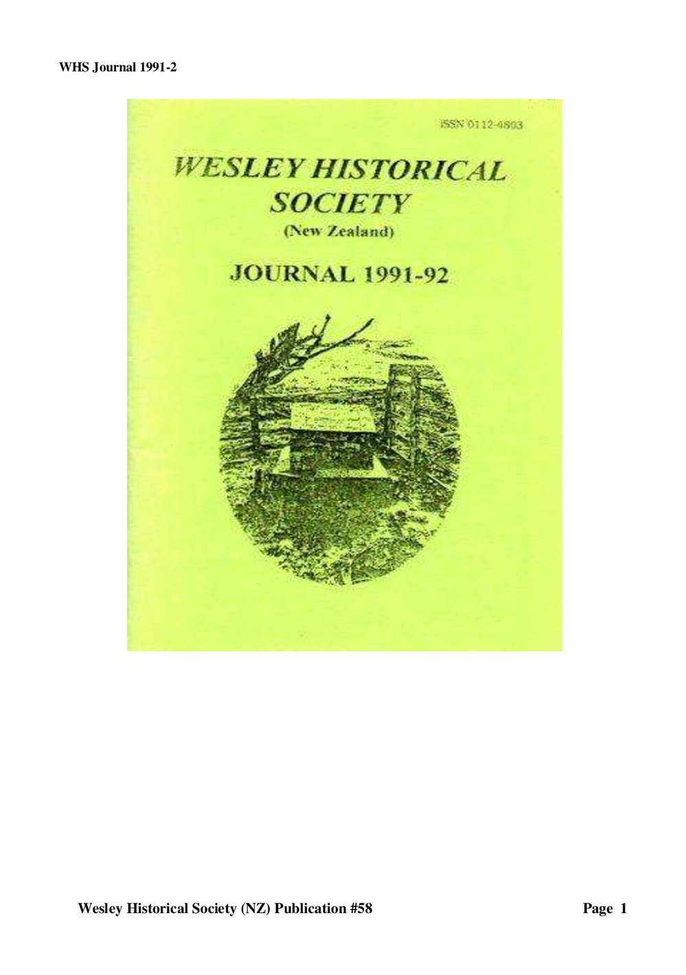 58 Journal 1991-2 - Wesley Historical Society Proceedings