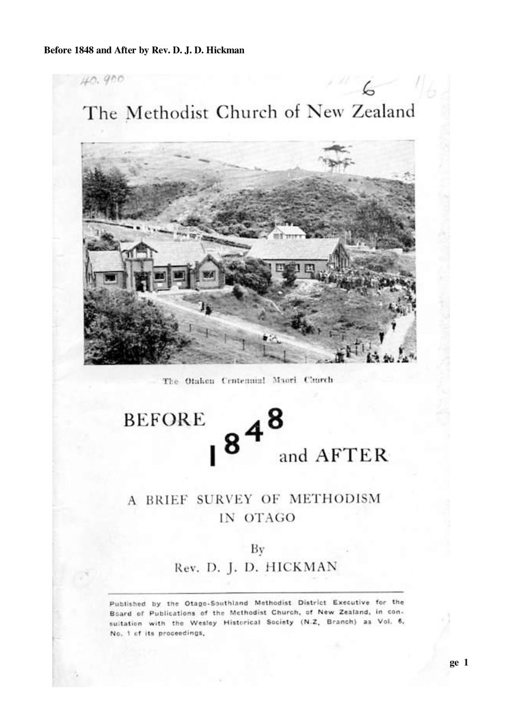 6 (1) Before 1848 and After - Wesley Historical Society Proceedings