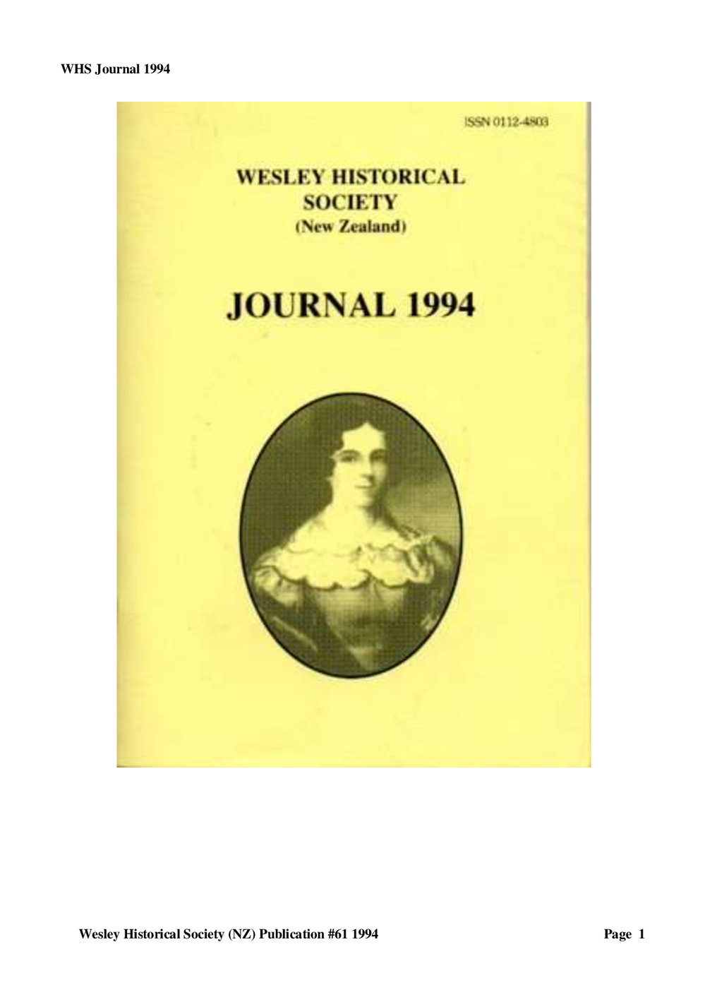 61 Journal 1994 - Wesley Historical Society Proceedings