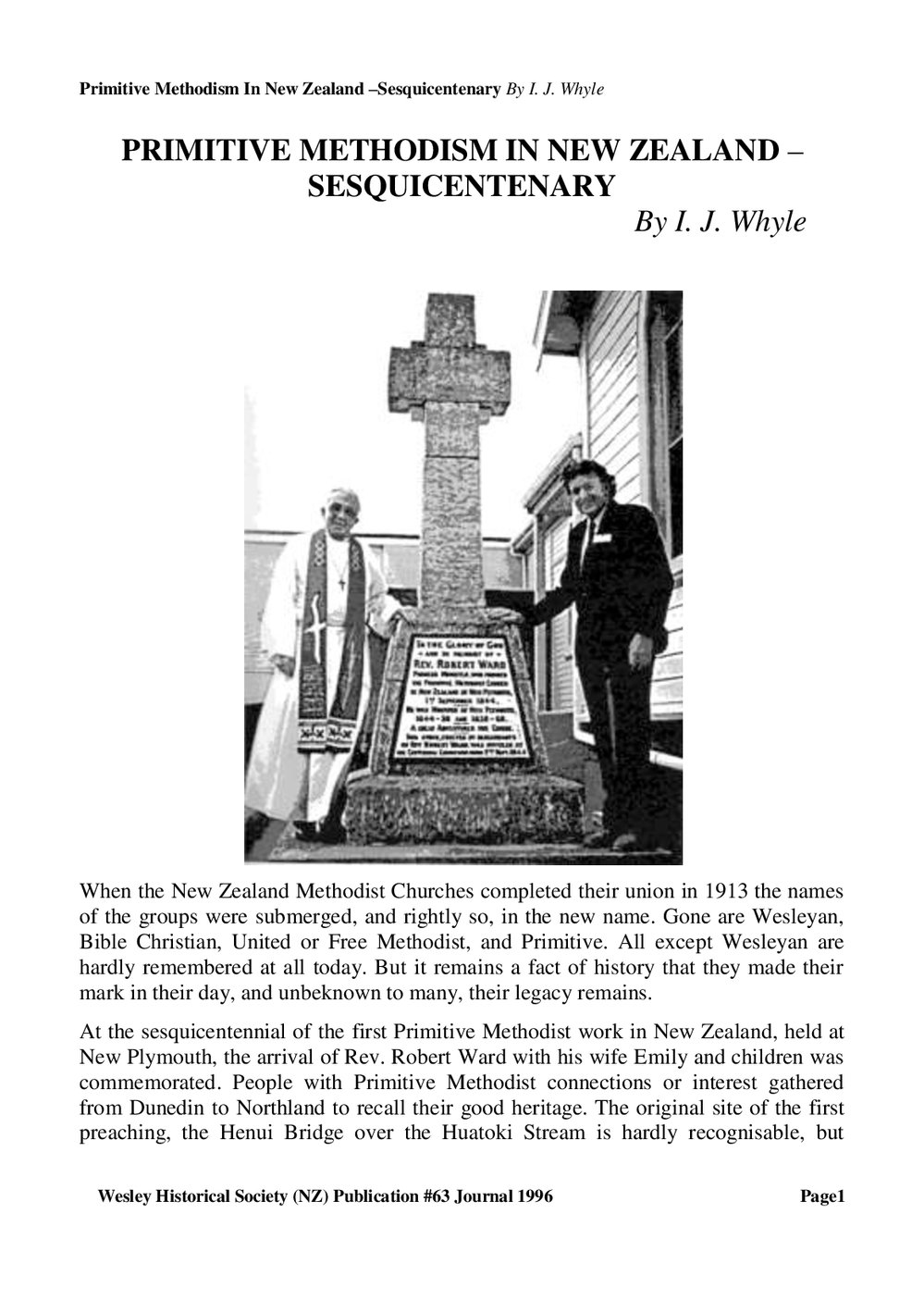 63 (2) PRIMITIVE METHODISM IN NEW ZEALAND - Wesley Historical Society Proceedings