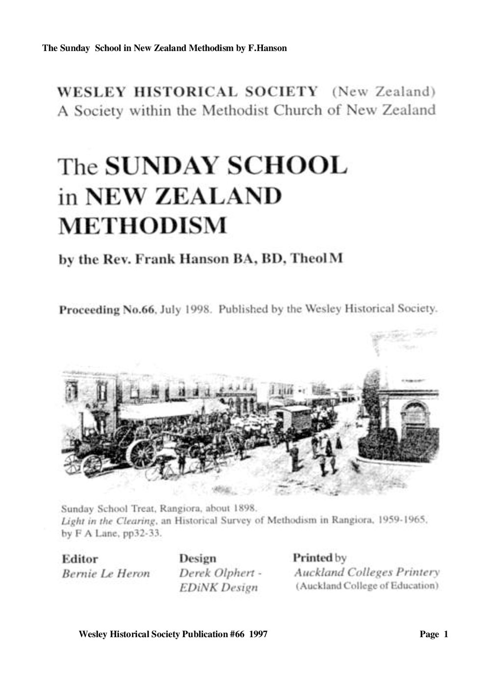 66 Sunday School in NZ - Wesley Historical Society Proceedings