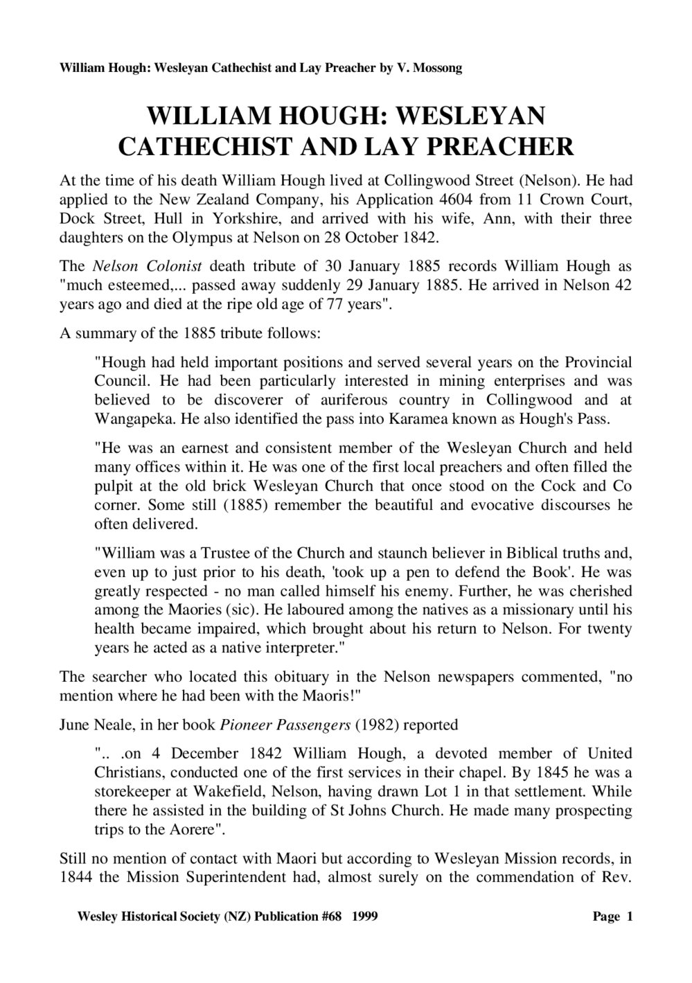 68 WILLIAM HOUGH - Wesley Historical Society Proceedings