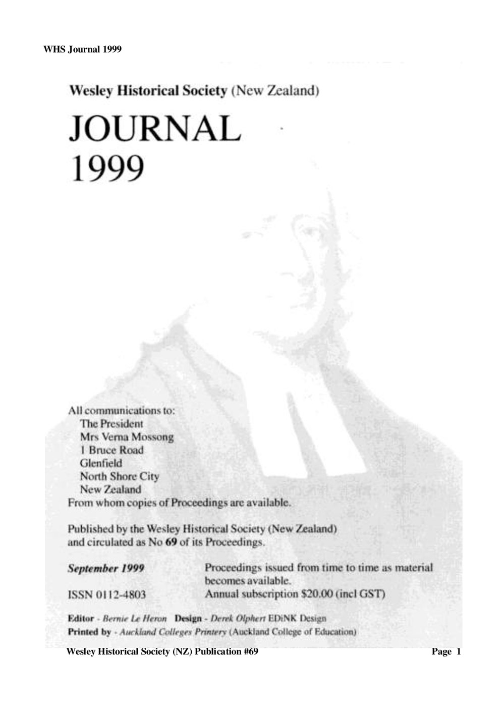 69 Journal 1999 - Wesley Historical Society Proceedings