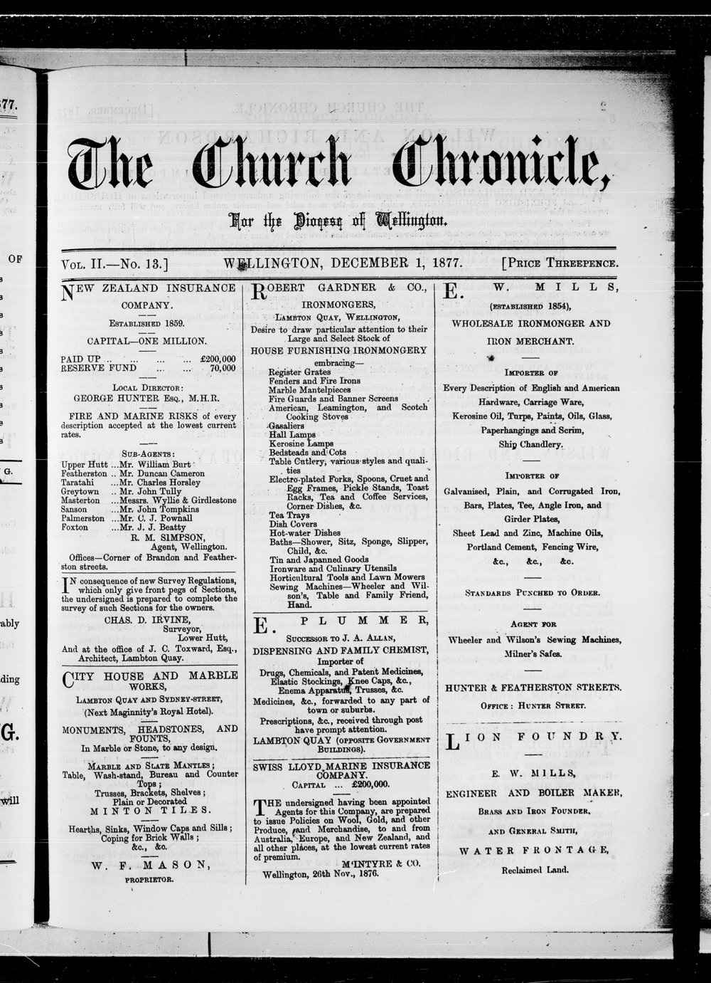 The Church Chronicle, Wellington: 1st December 1877