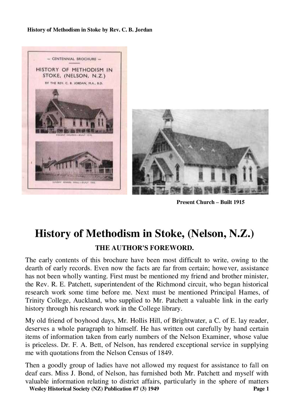 7 (3) History Stoke - Wesley Historical Society Proceedings