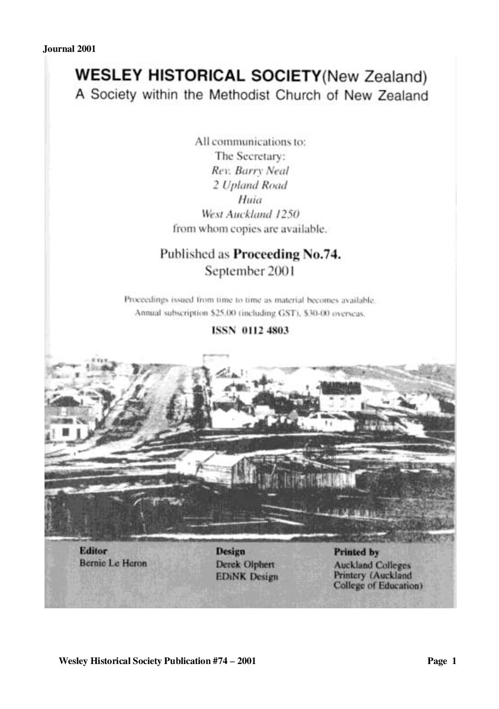 74 Journal 2001 - Wesley Historical Society Proceedings