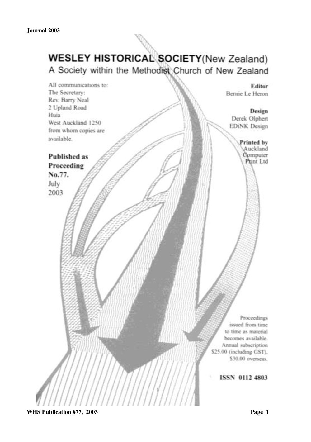 77 Journal 2003 - Wesley Historical Society Proceedings