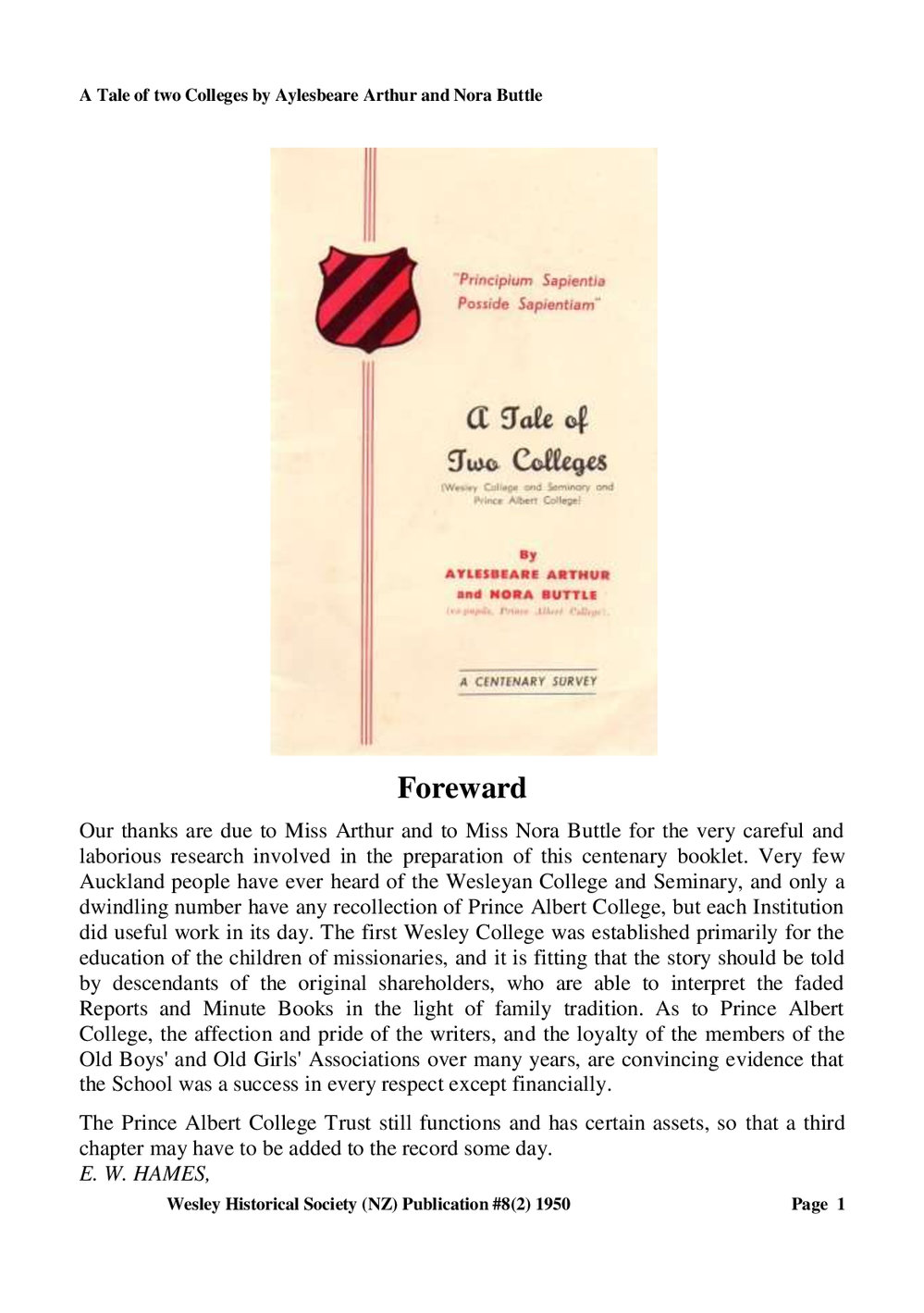 8 (2) A Tale of Two Colleges - Wesley Historical Society Proceedings