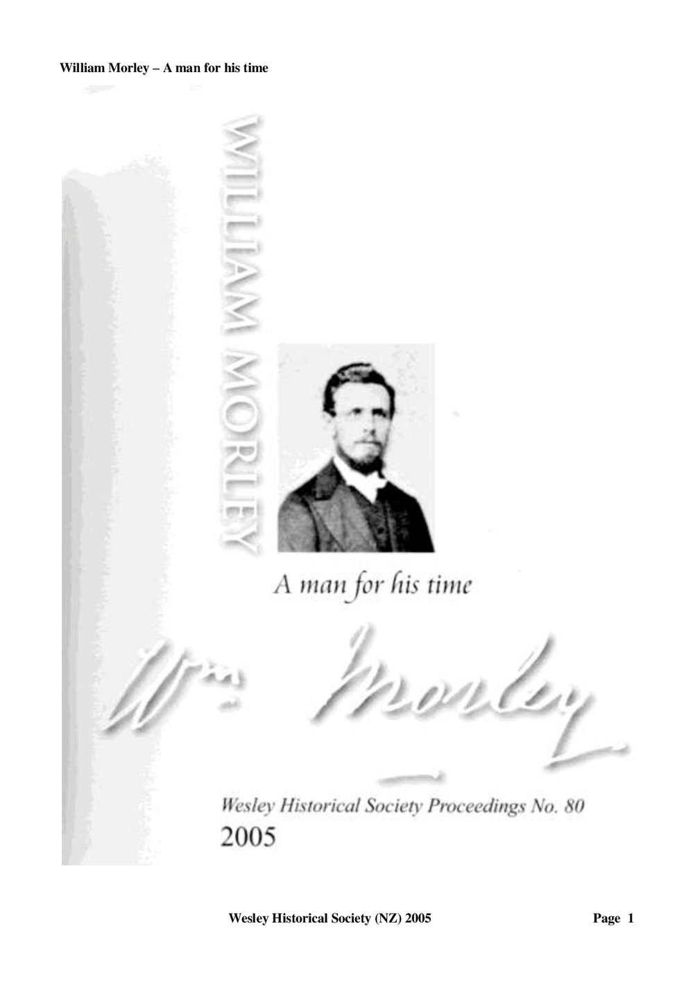 80 WILLIAM MORLEY - Wesley Historical Society Proceedings