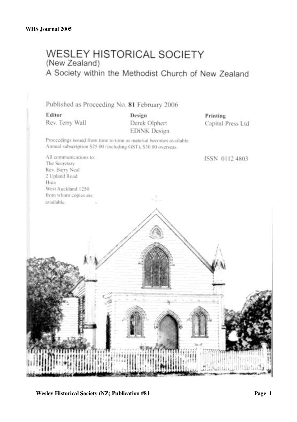 81 Journal 2005 - Wesley Historical Society Proceedings