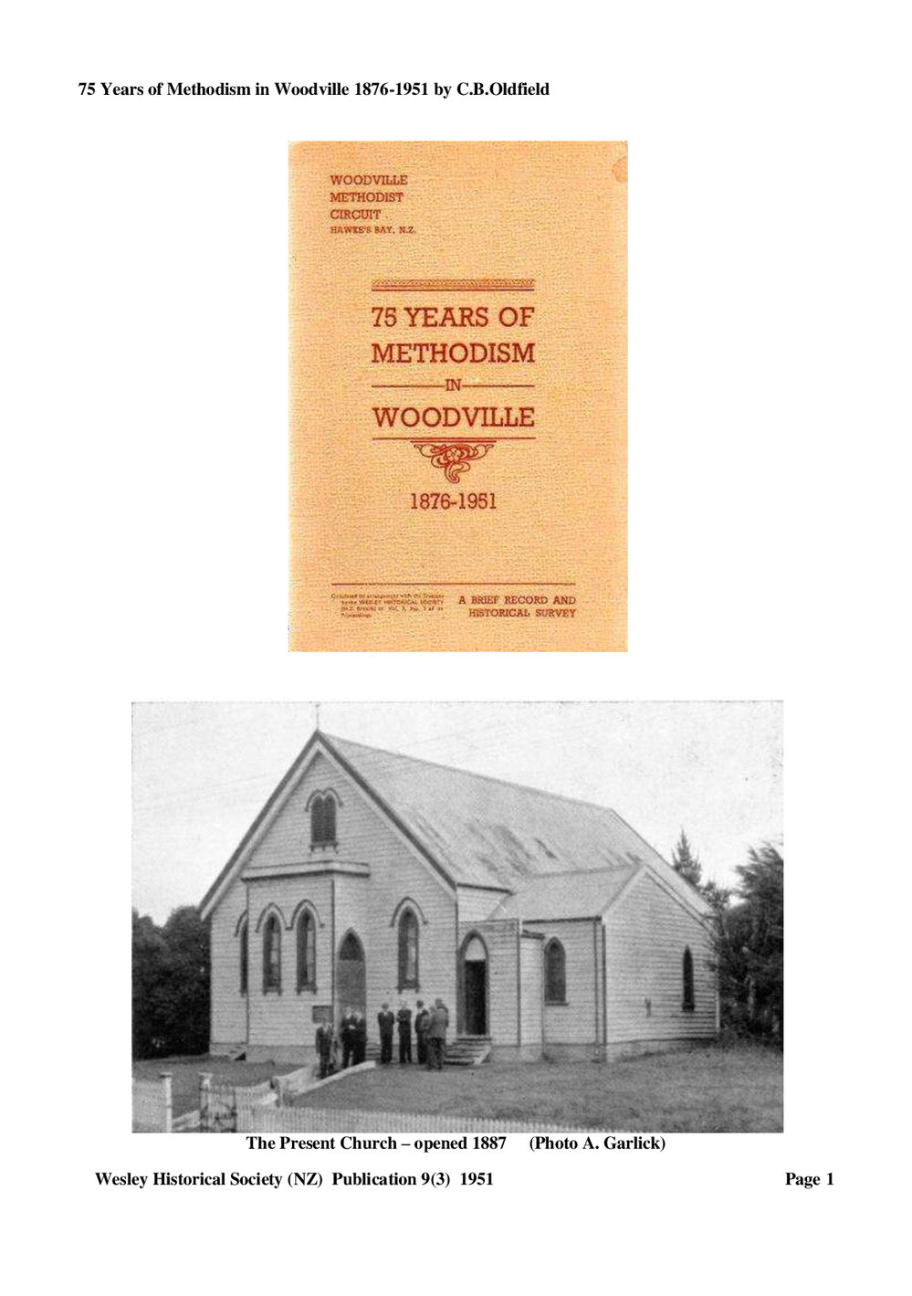 '9 (3) Woodville - Wesley Historical Society Proceedings