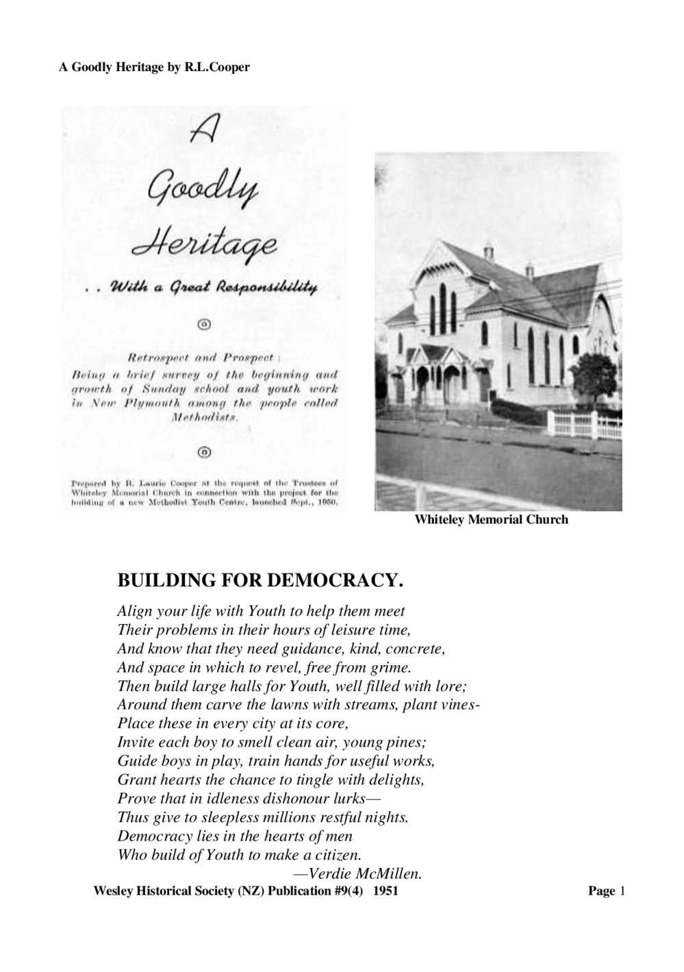 '9 (4) A Goodly Heritage - Wesley Historical Society Proceedings