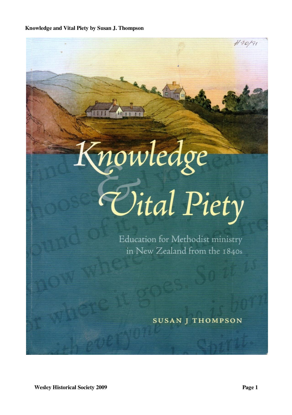 '90,91 Knowledge and Vital Piety - Wesley Historical Society Proceedings