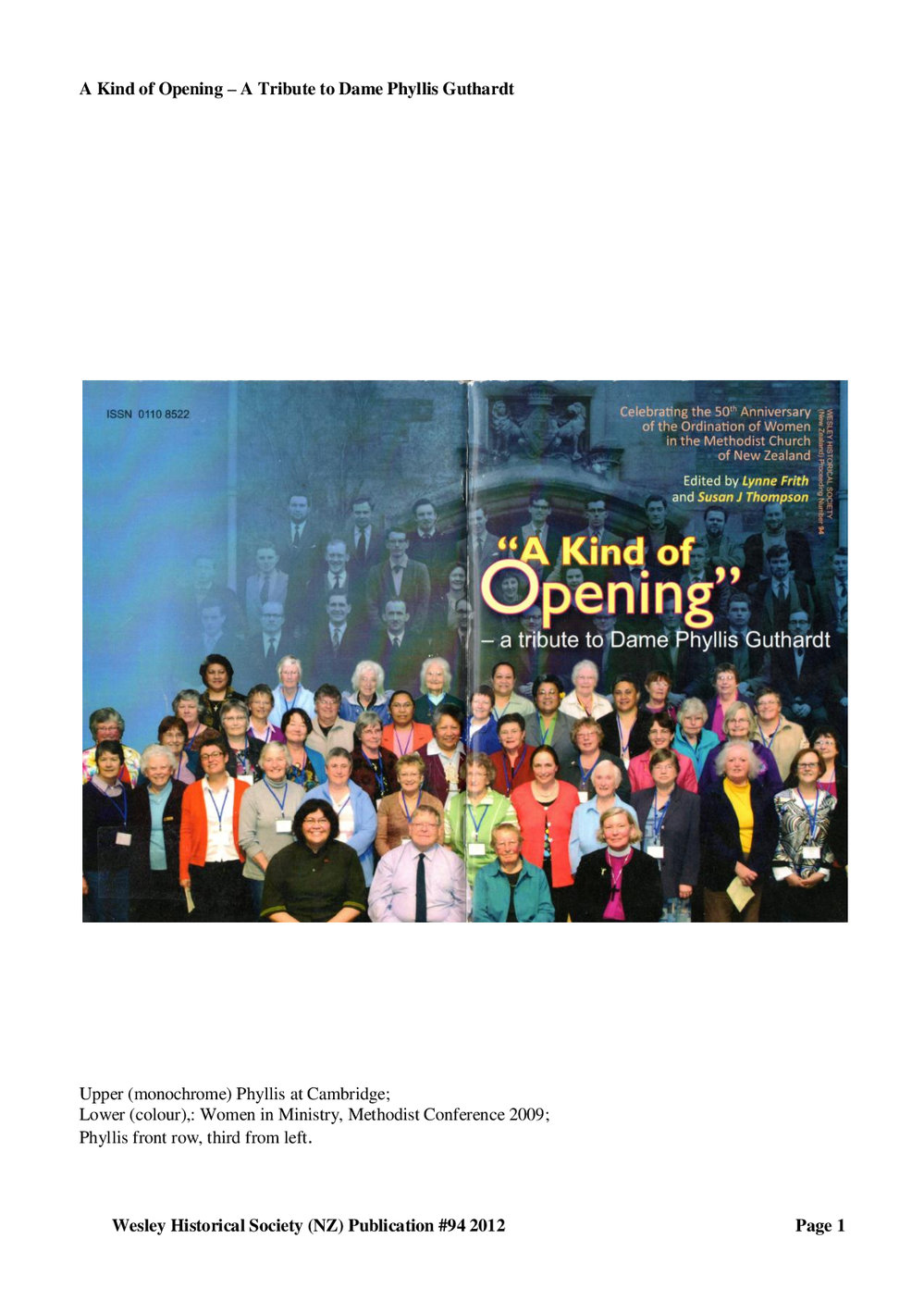 '94 A Kind of Opening - Wesley Historical Society Proceedings