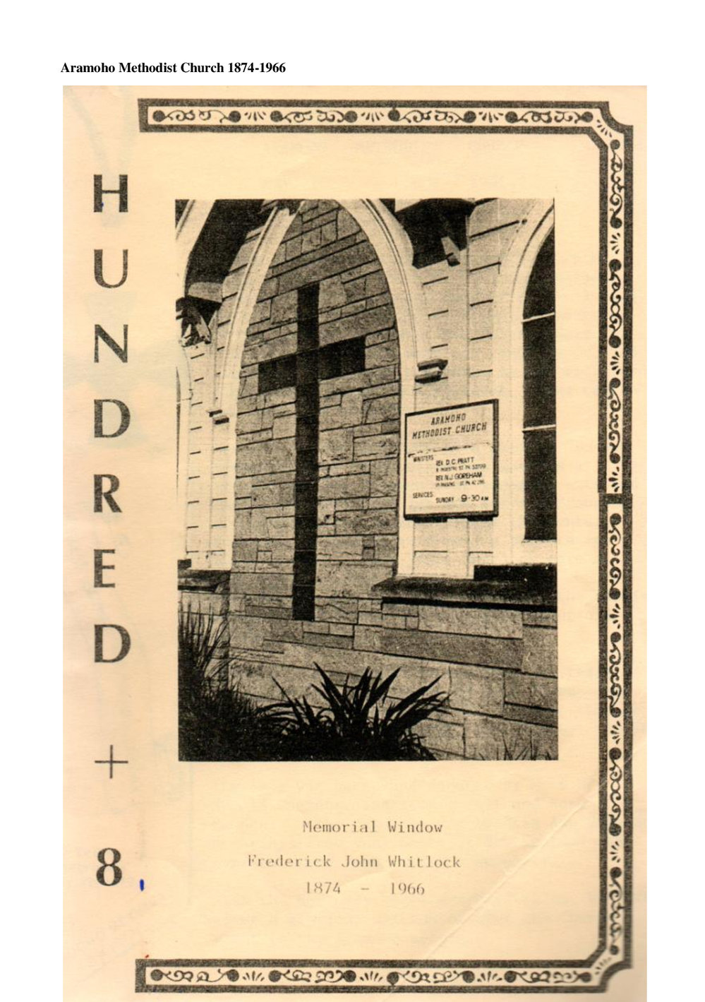 Aramoho 1874-1966 - Wesley Historical Society Proceedings