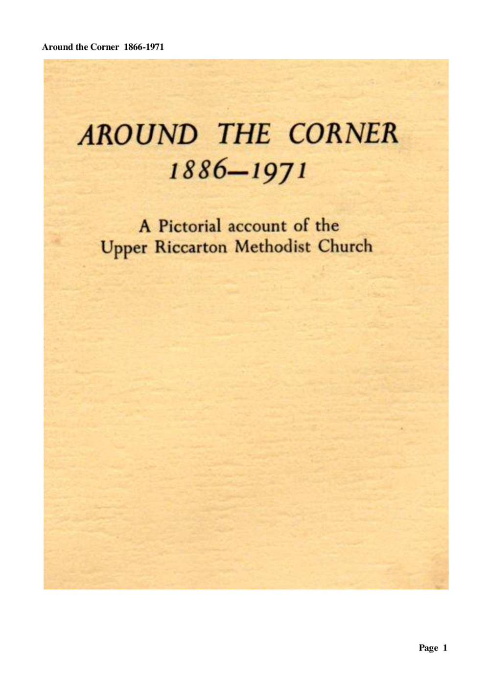 Around the Corner - Wesley Historical Society Proceedings