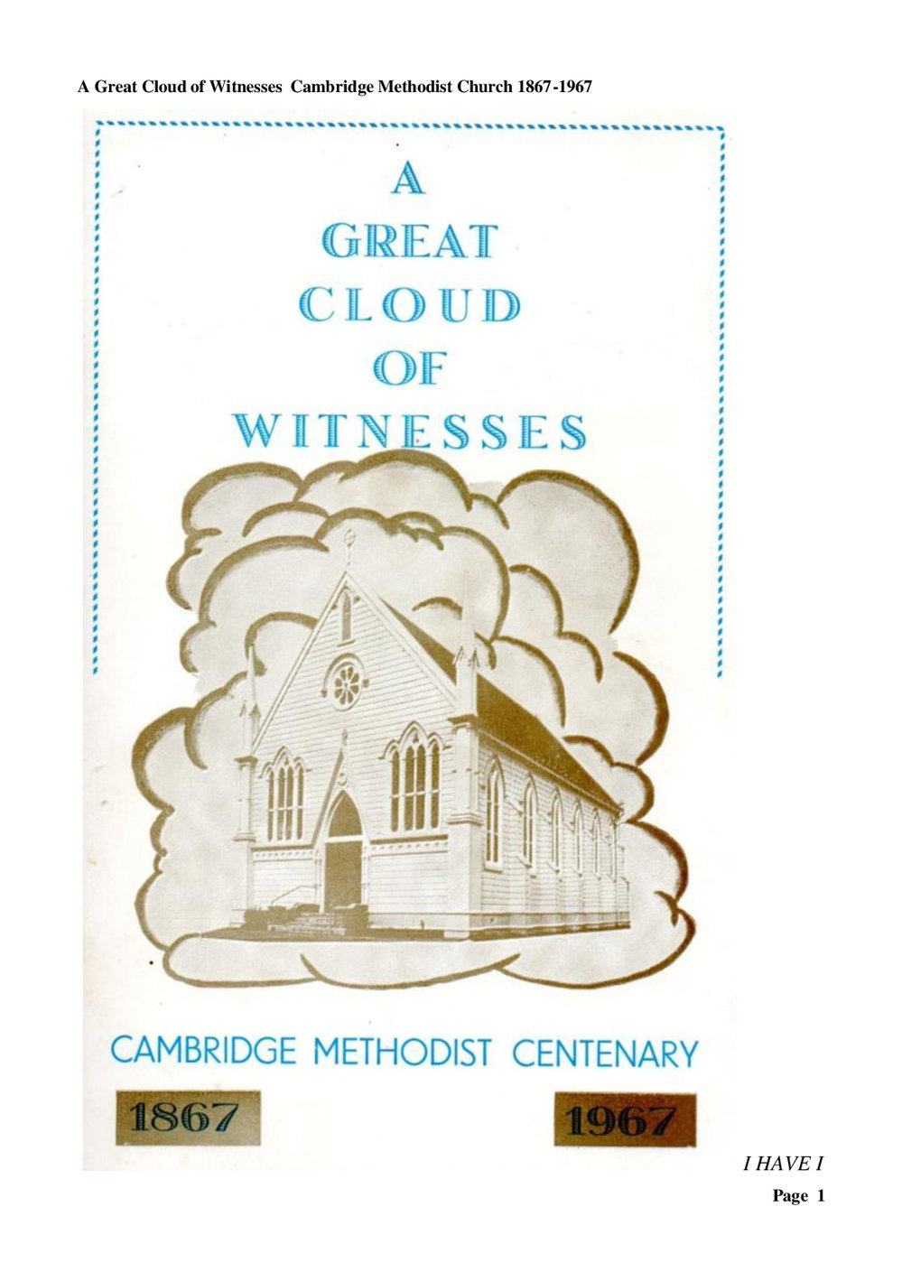 Cambridge 1867-1967 - Wesley Historical Society Proceedings