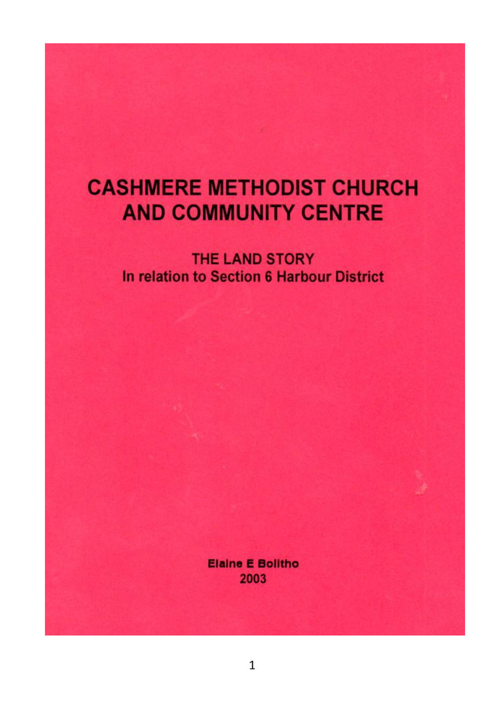 Cashmere Land Story - Wesley Historical Society Proceedings