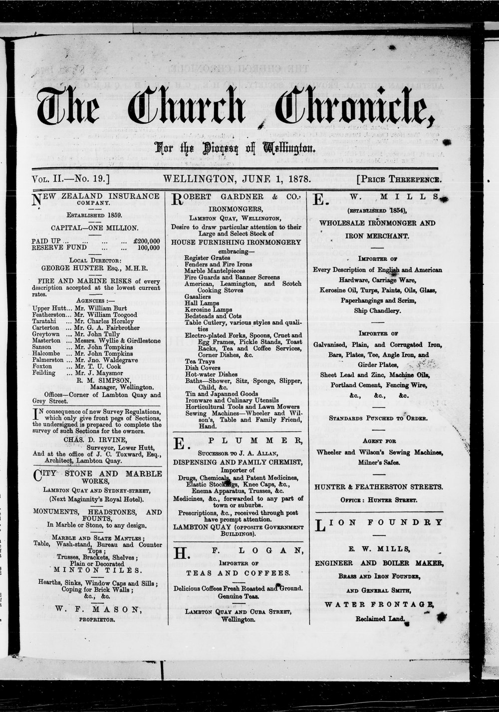 The Church Chronicle, Wellington: 1st June 1878