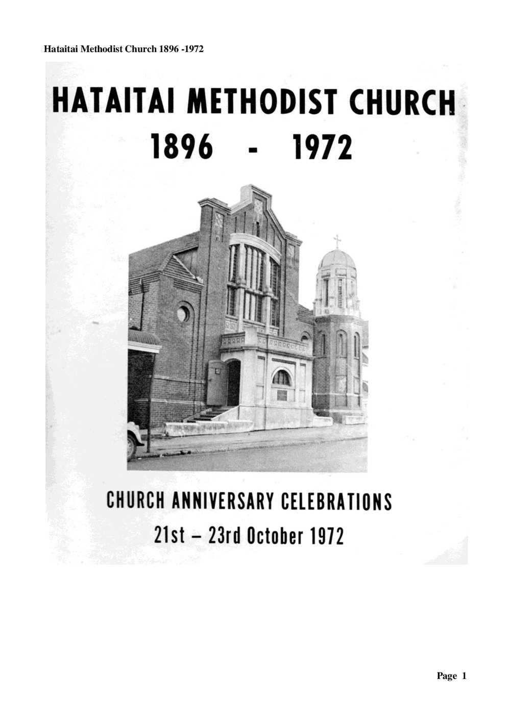 Hataitai 76 - Wesley Historical Society Proceedings