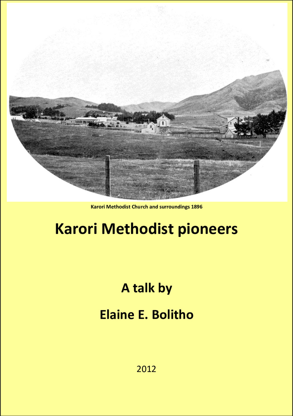 Karori Methodist Pioneers - Wesley Historical Society Proceedings