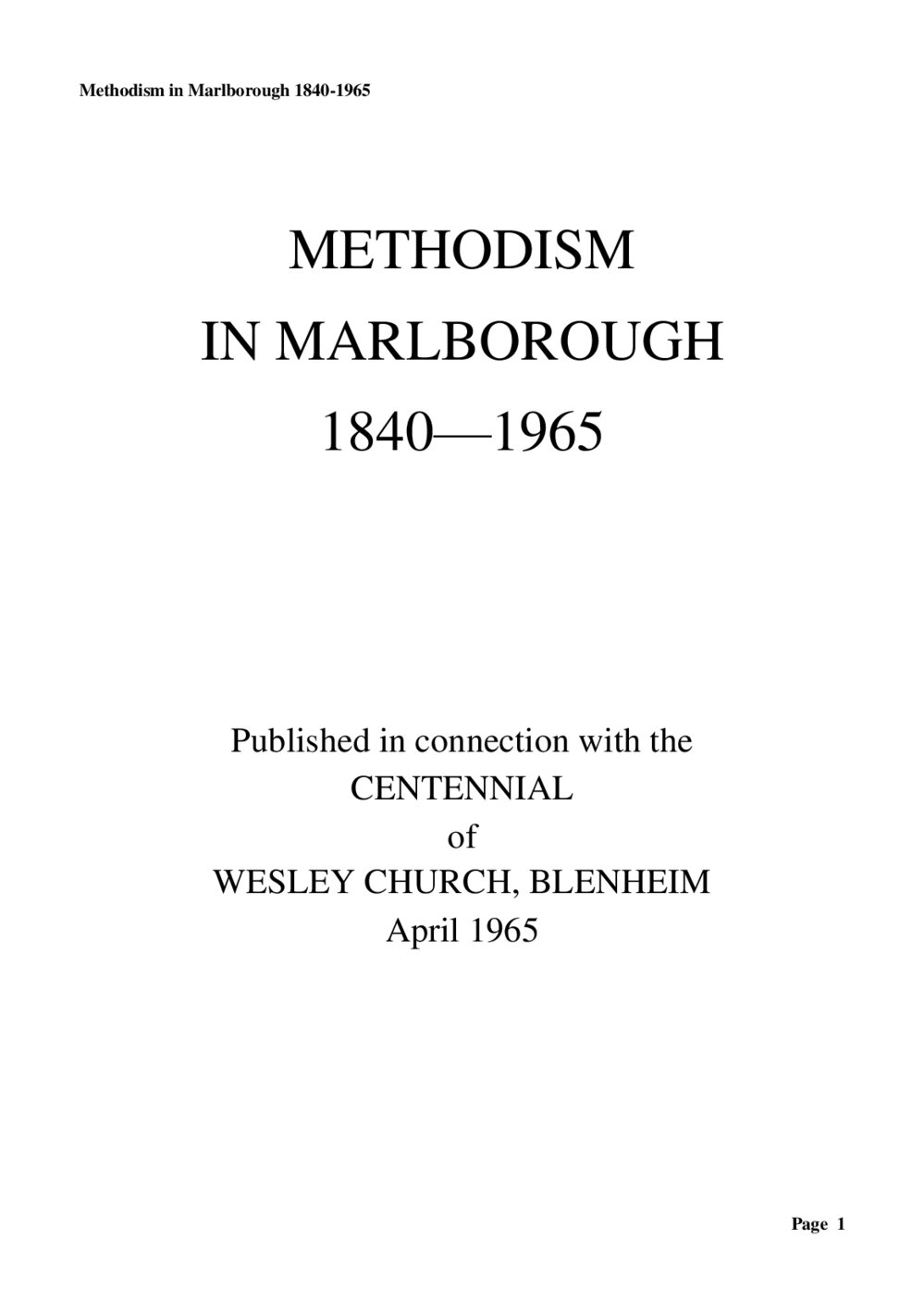 Methodism in Marlborough - Wesley Historical Society Proceedings