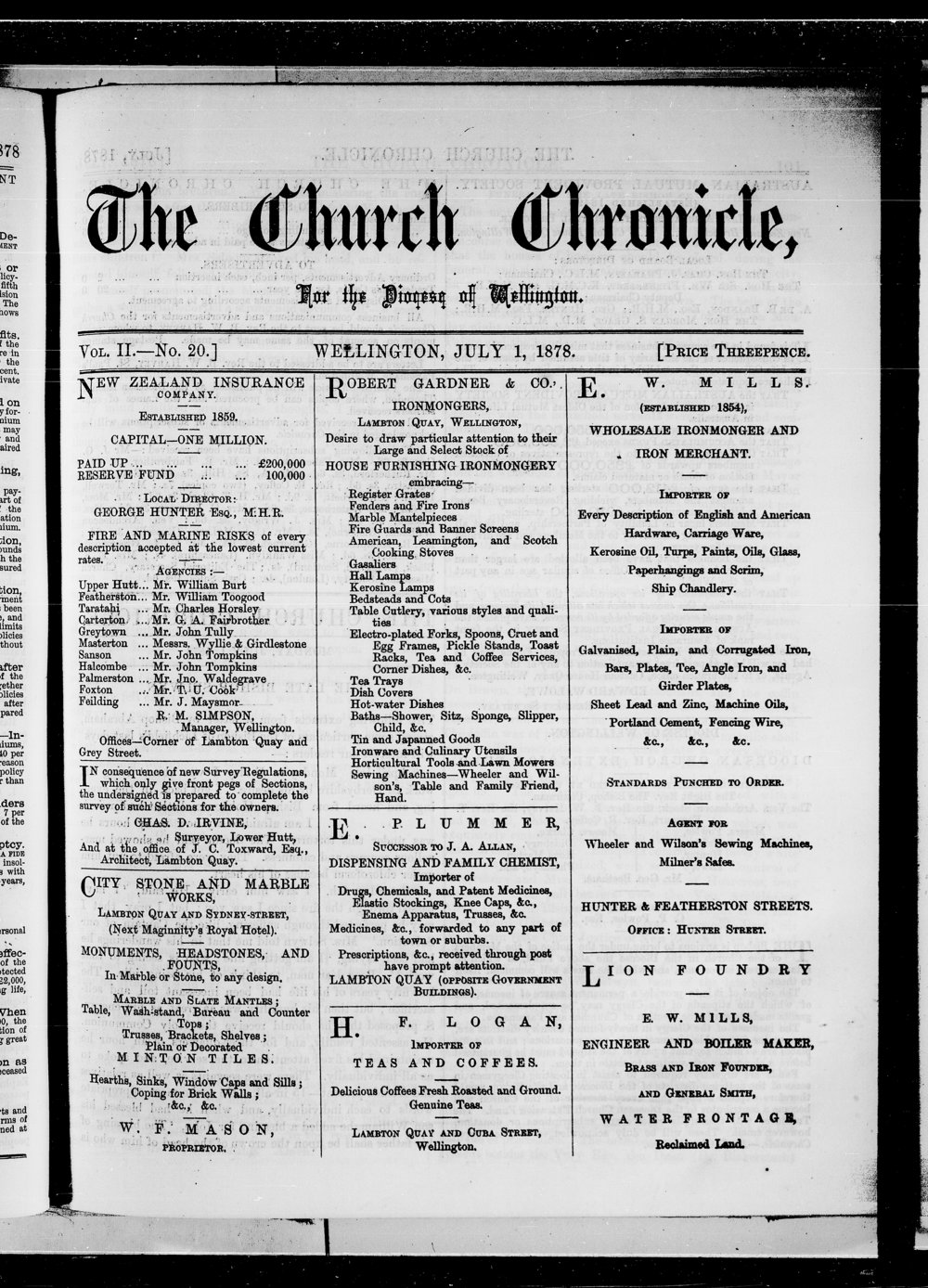 The Church Chronicle, Wellington: 1st July 1878