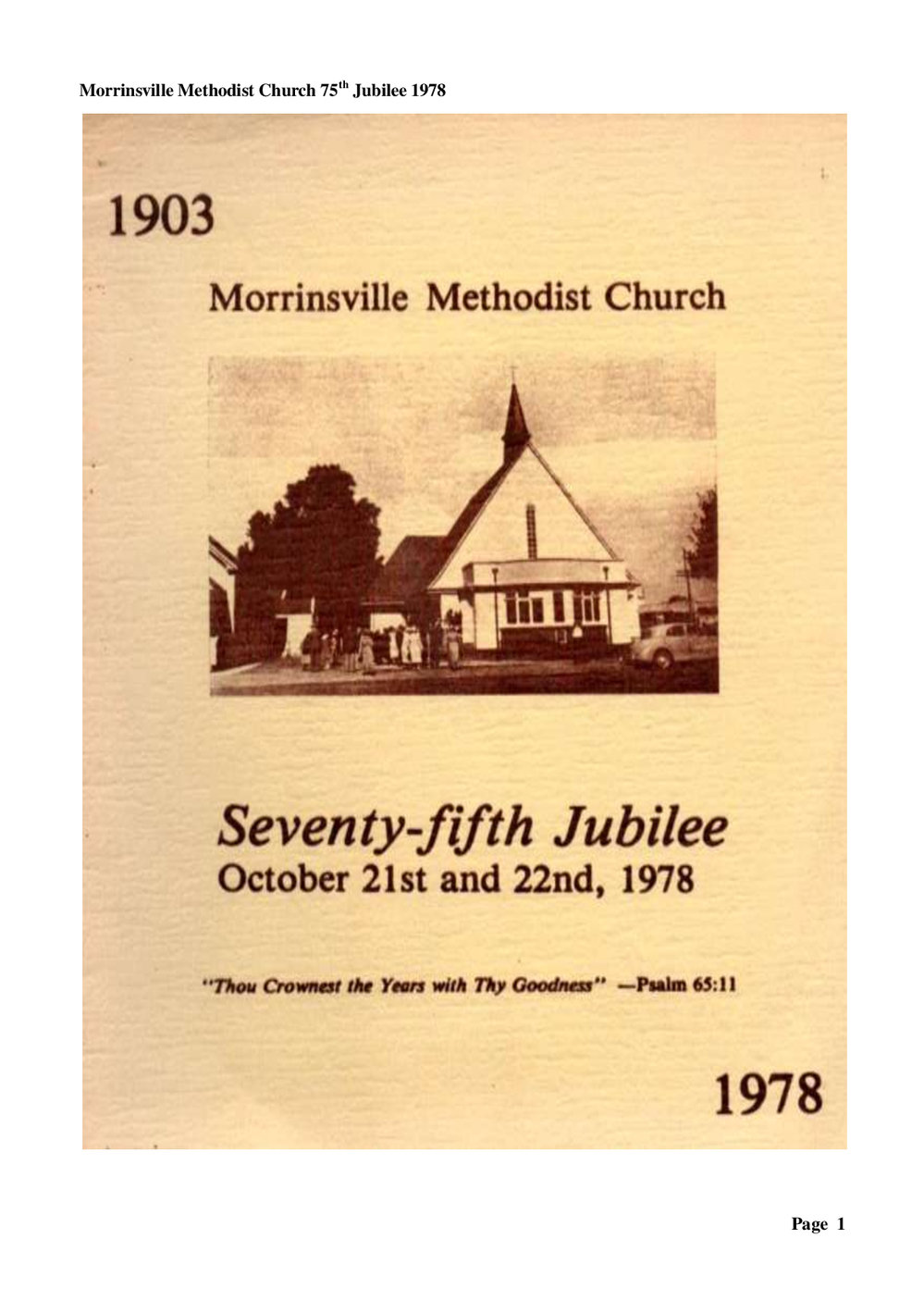 Morrinsville 75th - Wesley Historical Society Proceedings
