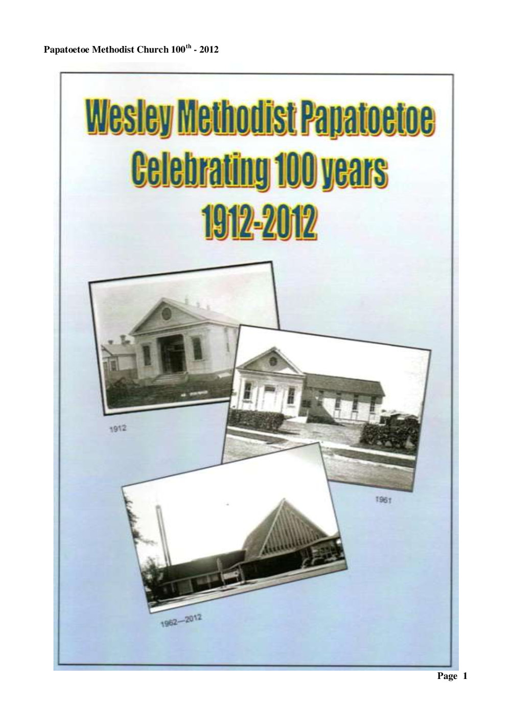 Papatoetoe100th - Wesley Historical Society Proceedings