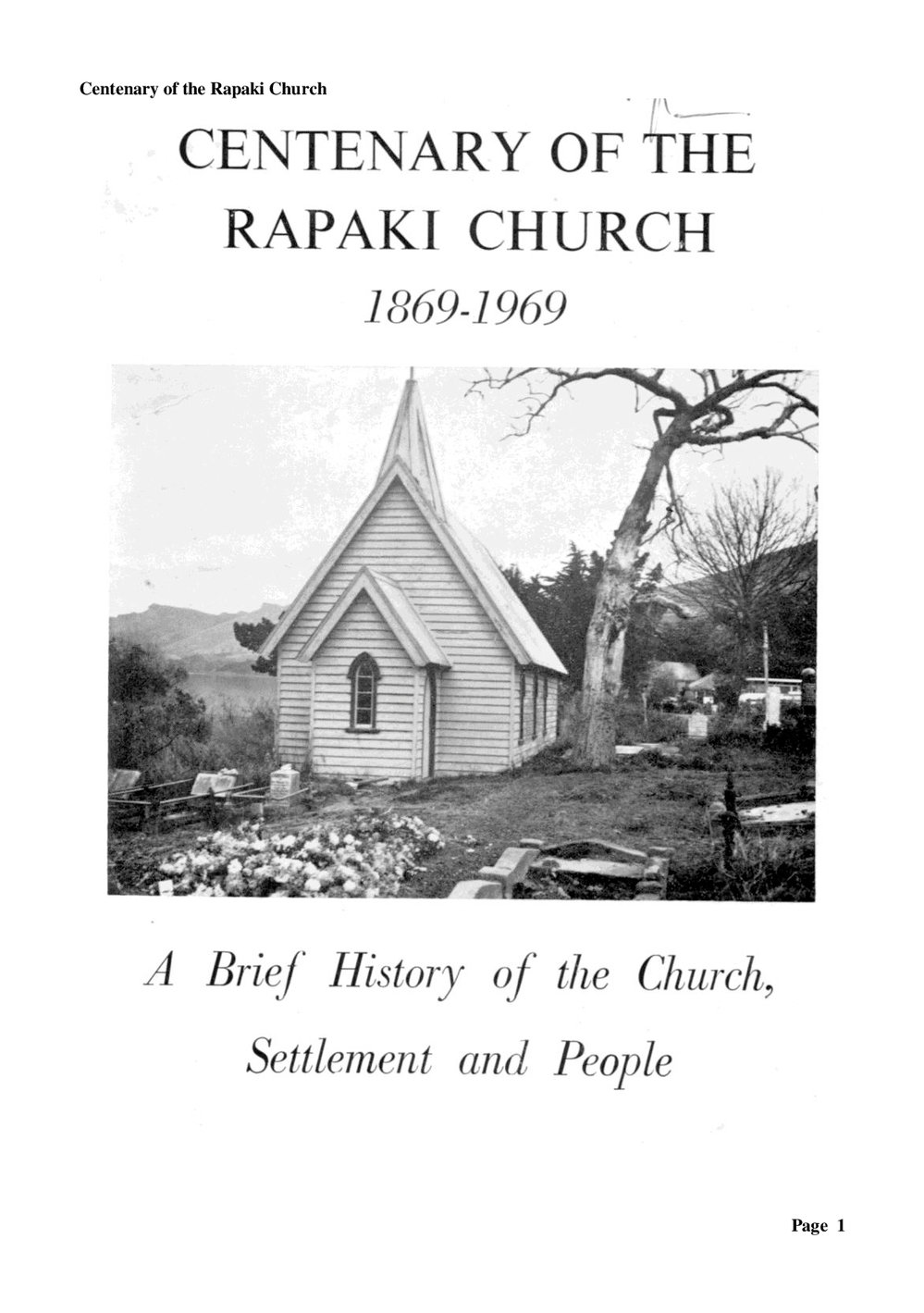 Rapaki 1869-1969 - Wesley Historical Society Proceedings