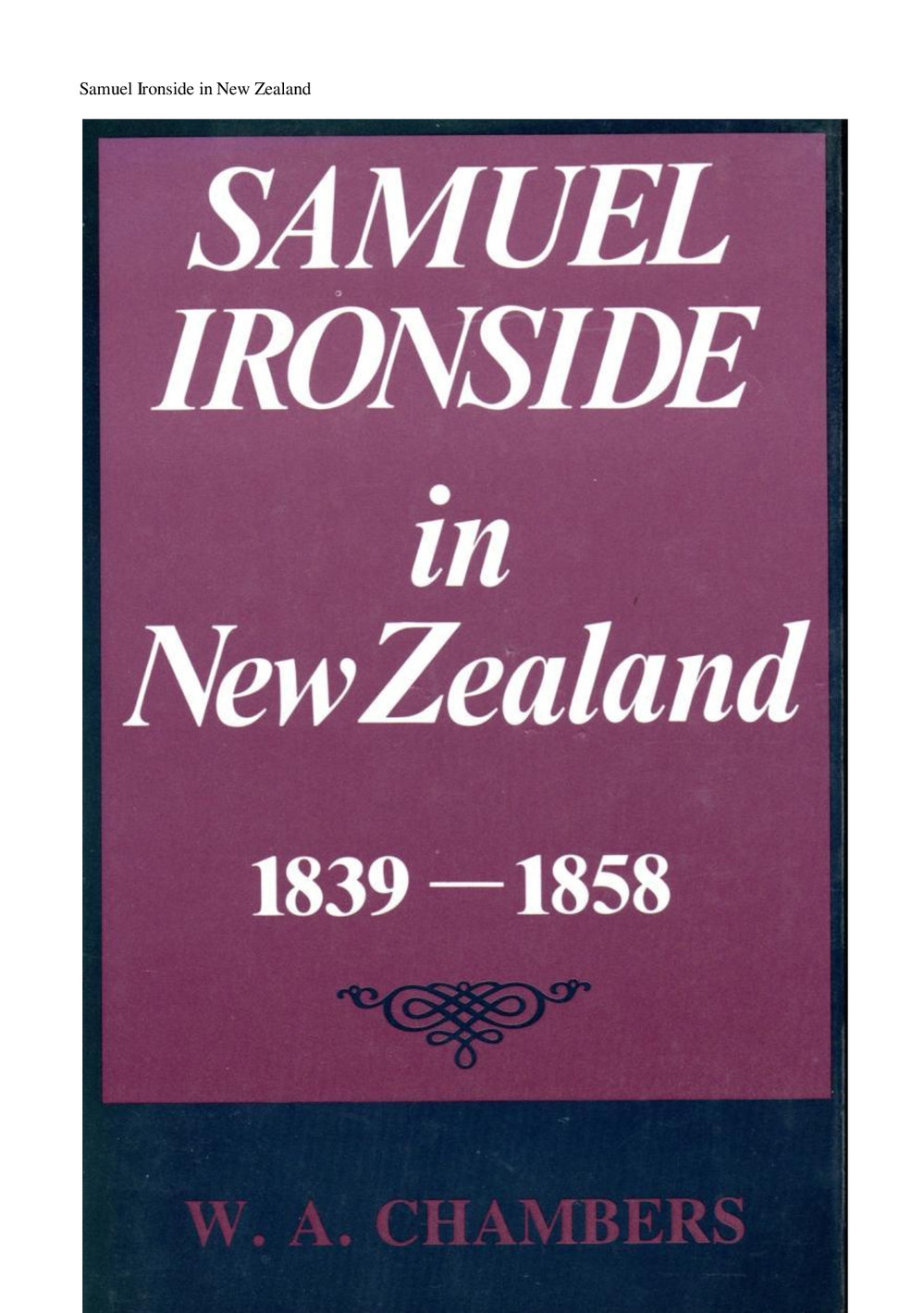 Samuel Ironside in NZ - Wesley Historical Society Proceedings