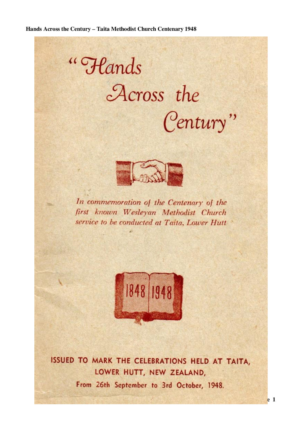 Taita 100 - Wesley Historical Society Proceedings