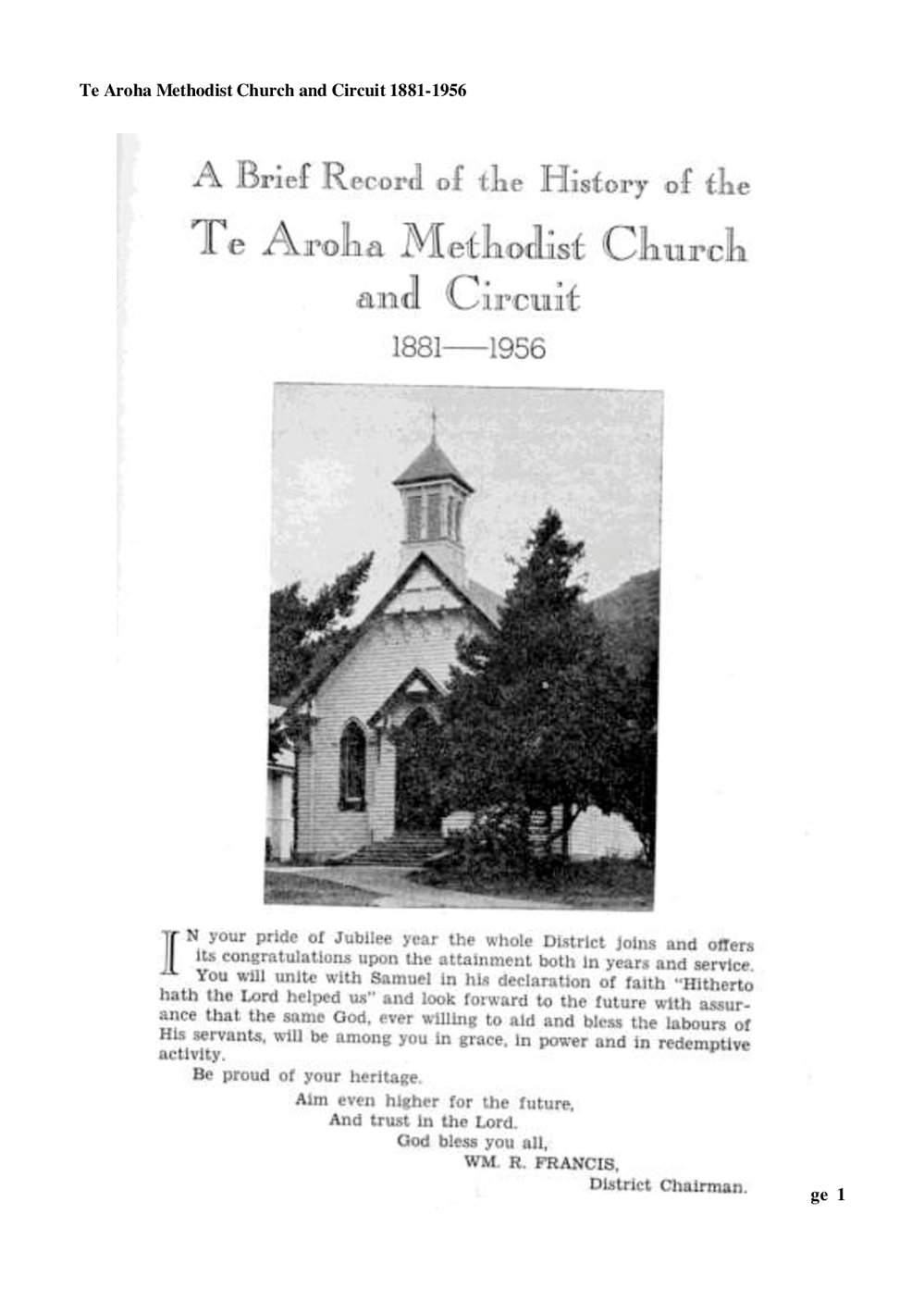 Te Aroha 1881-1956 - Wesley Historical Society Proceedings