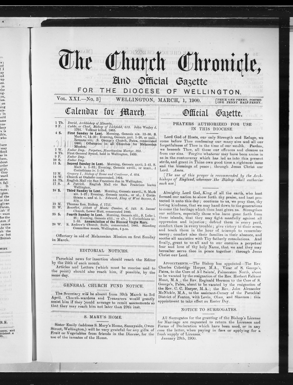 The Church Chronicle, Wellington: 1st March 1900