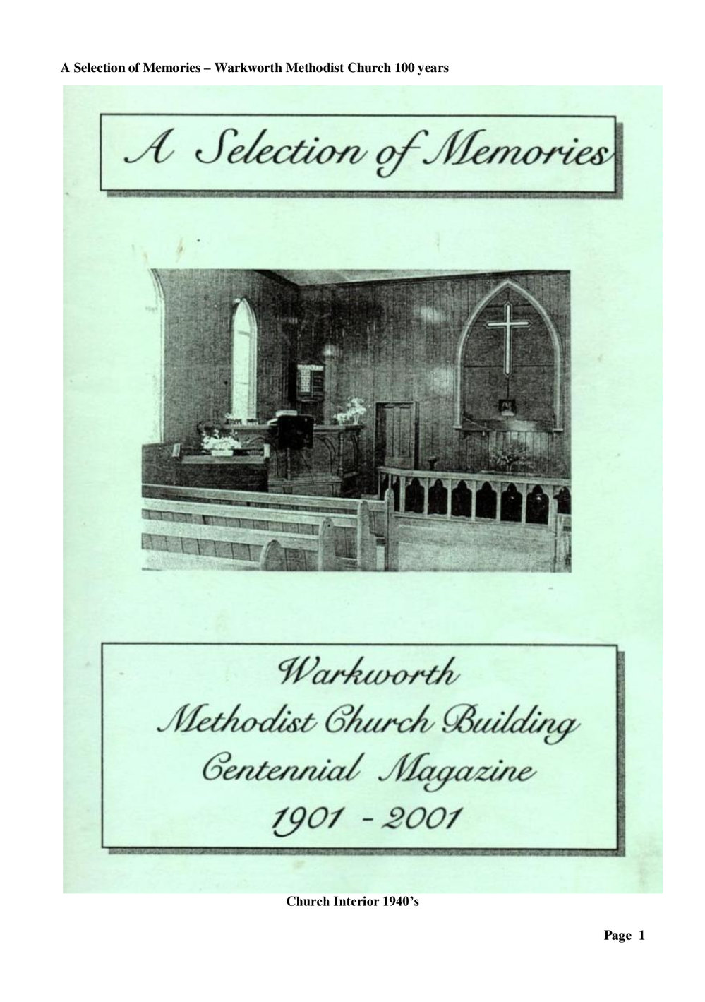 Warkworth 100 - Wesley Historical Society Proceedings