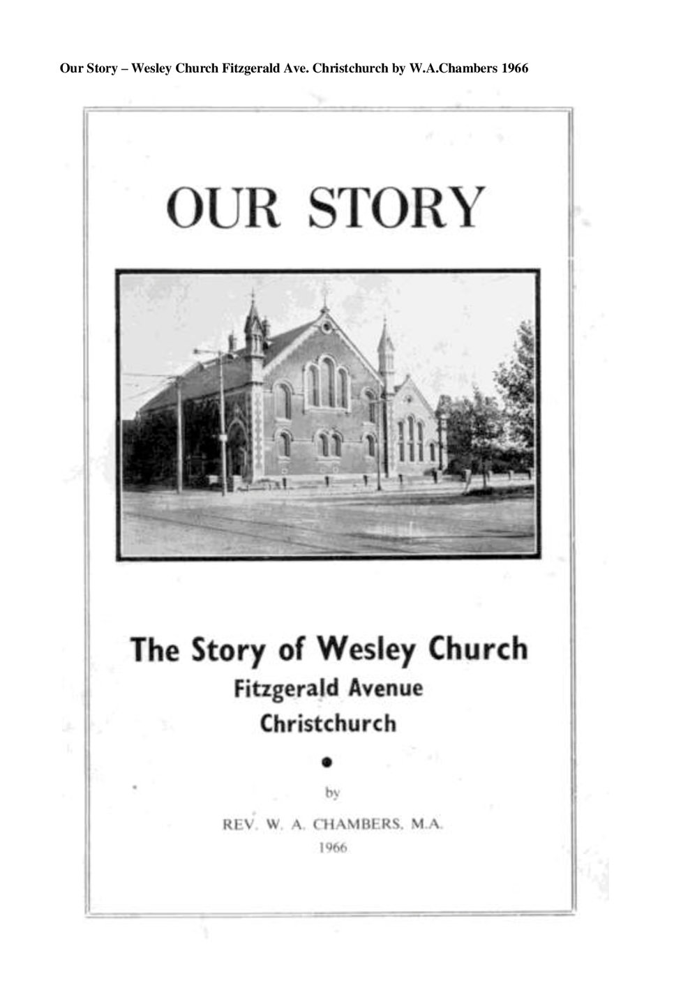 Wesley Church Christchurch - Wesley Historical Society Proceedings