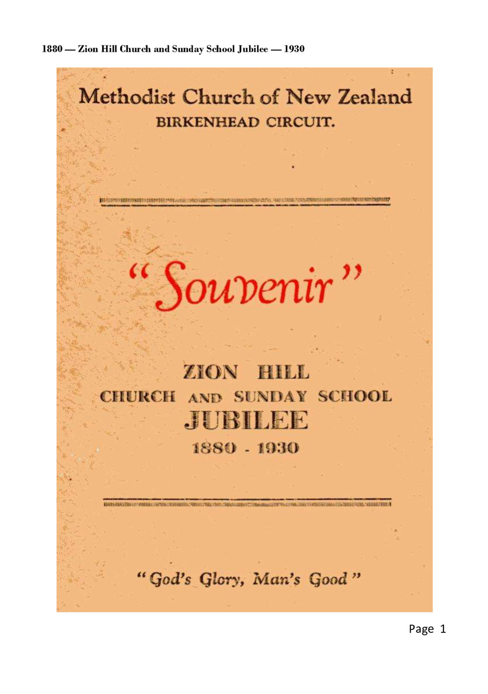 Zion Hill 1880-1930 - Wesley Historical Society Proceedings