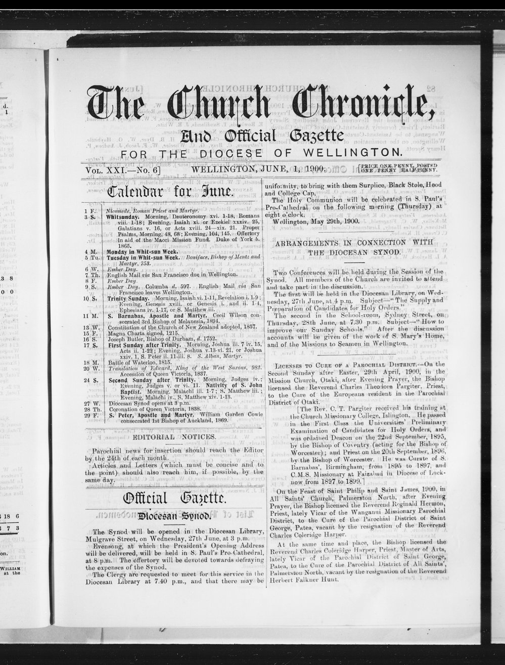 The Church Chronicle, Wellington: 2nd June 1900