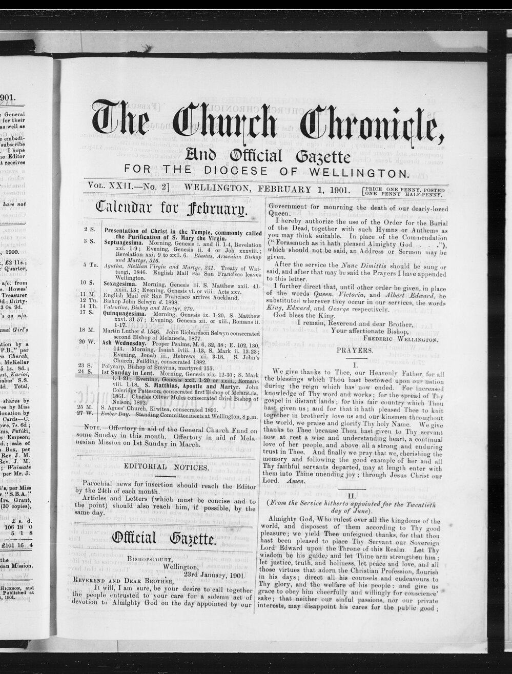 The Church Chronicle, Wellington: 1st February 1901
