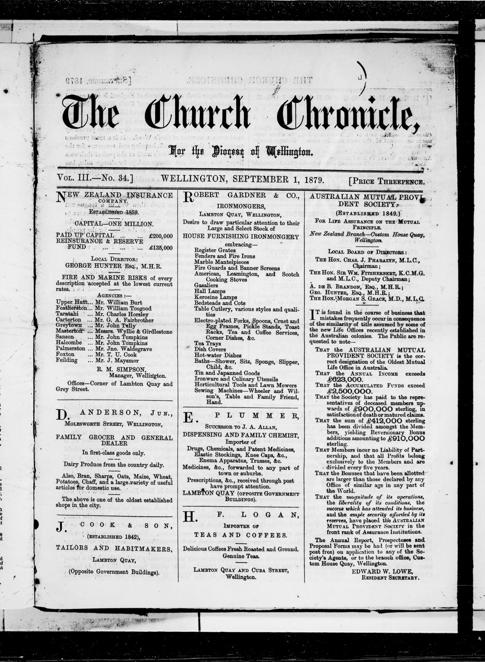 The Church Chronicle, Wellington: 1st September 1879