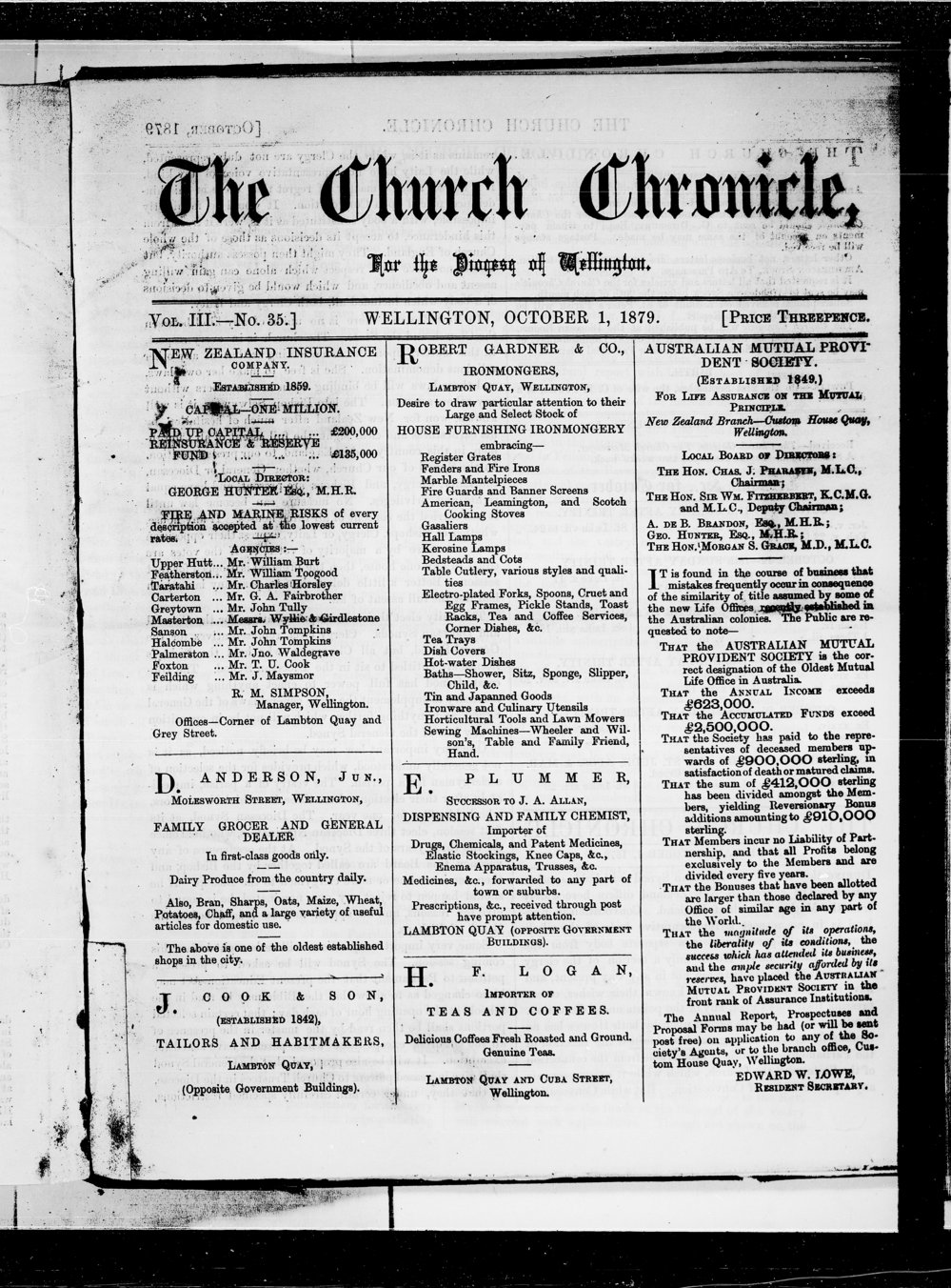 The Church Chronicle, Wellington: 1st October 1879
